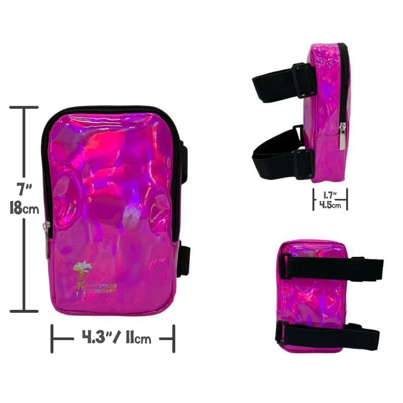 Holographic Thigh Bag | Leg Harness for Women | Outdoor Waist Pouch | Carnival Hiking Travel Fanny Pack with Adjustable Straps | Pink - color: Pink
