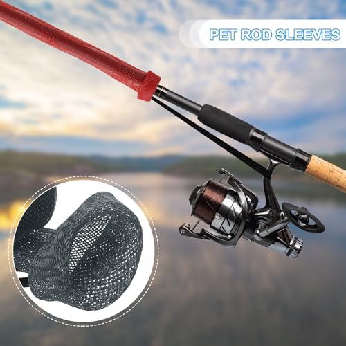 PATIKIL Rod Sock, Fishing Rod Sleeve Cover Braided Mesh Pole Protector Gloves Fishing Tools Pointed End for Spinning Fishing Rod Fly Rod Ice Rod Casting Rod - color: Dark Gray, size: 75 Inch