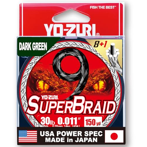 YO-Zuri SUPERBRAID 9 - Floating Braided Fishing LINE - color: Dark Green, size: 150 YD