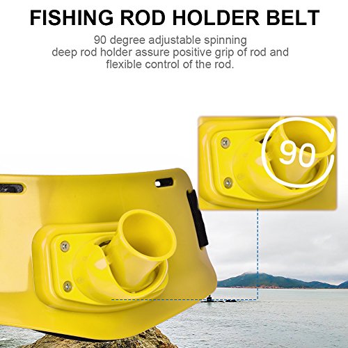 90?? Adjustable Fishing Waist Belts Rod Pole Holder Fighting Fish Tackle - color: Yellow