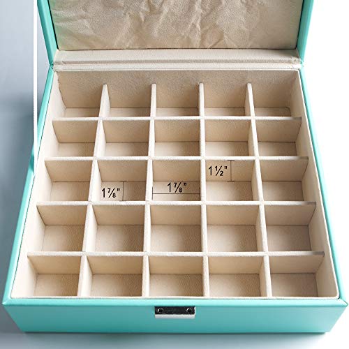 Frebeauty Earring Organizer Classic Jewelry Box 50 Slots Double Layer Jewelry Storage Case with 6 Necklace Hook and Bracelet Pocket(Turquoise) - color: Turquoise