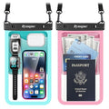 Rynapac Large Waterproof Phone Pouch [Up to 10"] - 2 Pack IPX8 Waterproof Phone Case for iPhone 17 16 15 Pro Max Galaxy S26 Ultra, Touchscreen & Underwater Photography, Beach Cruise Essentials 2026 - color: [Mint + Pink] Large Waterproof Phone Pouch, size