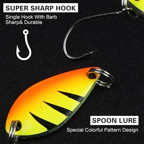 Trout Spoons Fishing Spoon Lure Set Single Hook Trout Lures Hard Metal Trout Baits Mini Fishing Jig Spoon Lures for Perch Char Crappie - color: Type C (12pcs )