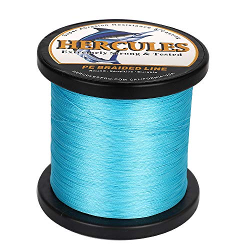HERCULES Cost-Effective Super Cast 8 Strands Braided Fishing Line 10LB to 300LB Test for Salt-Water,109/328/547/1094 Yards(100M/300M/500M/1000M),Diam.#0.12MM-1.2MM,Hi-Grade Performance,Variety Colors - color: Blue, size: 20LB-0.20MM-2187YDS(2000M)-8 STRAN
