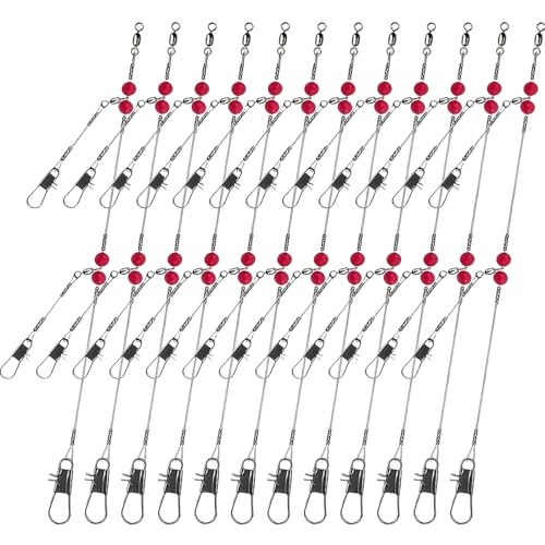 Narcissus Double Drop Saltwater Fishing Rig – Mono 2 Hook Bottom Rigs with Swivels & Snaps, Pre-Tied Surf Pier Boat Leader Line for Snapper, Bass, Mackerel, Catfish - color: Double Drop Rig-12Pack- White