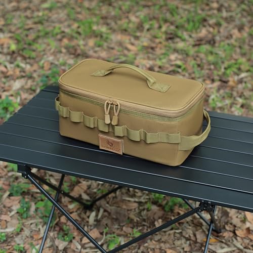 Tactical Camping Storage Bag 9L Tactical Utility Tote Bag Camping Cookware Organizer Trunk Organizer - color: Khaki