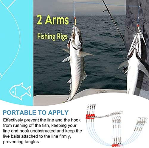 YOTO Fishing Leaders,Saltwater Tackle Rig with Swivels Snap, High-Strength Fishing Wire Gear Equipment for Lures Bait Or Hooks,1Arm and 2Arm - color: Blue Nylon Leaders, style: 1arm，24pack