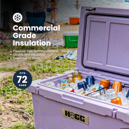 Hogg Rotomolded Coolers, Ice Chest with Wheels, Wheeled Cooler, Rotomolded Ice Chest, Dry Storage, Fishing and Camping Items, Birthday Gifts for Men - color: Willow Haze, size: 65qt