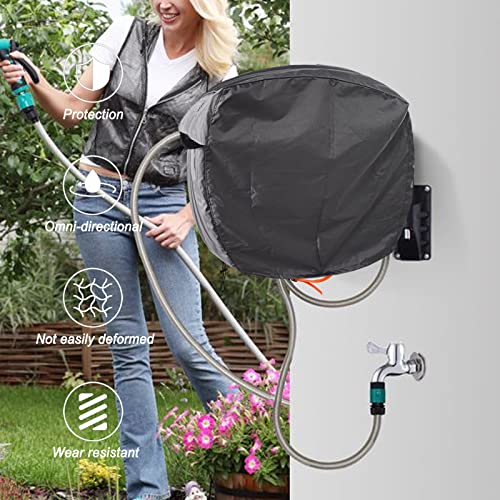 Garden Wall Mounted Retractable Hose Reel Cover, 450D Oxford Polyester Coated Tarp, 100% Waterproof Sunscreen Hose Reel Cover, for:Giraffe tools,Ayleid,Gardena and More.grey,24"L x18"Wx24H" - size: 24" x 18" x 24"