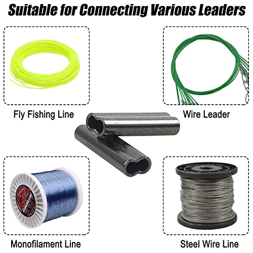Double Barrel Crimp Sleeves Kit, Fishing Wire Leader Rigging Copper Tube Fishing Line Connector Tackle Kit - color: 200pcs-0.8mm+1.2mm Inner Dia