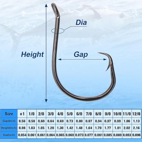 XFISHMAN Circle-Hooks-Fishing-Equipment-Octopus-Hooks-Saltwater-50 Pack #1 –12/0 - color: Black, size: Size:1 50-Pack