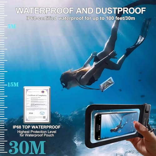 Famoby 6 Pack Multicolor Waterproof Phone Pouch,Phone Case Dry Bag,Protection Level: IP68,Beach Cruise for iPhone,Samsung,and More,Lanyard Included,(Up to 8.3”),Black,Blue,Pink,Orange,Yellow,Green - color: Multicolor 6,Black,Blue,Pink,Orange,Yellow,Green