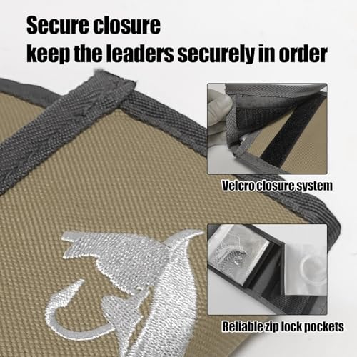 Aventik 10 Pockets Fishing Tackle Binder Fly Fishing Leader Tippet Line Wallet Leader Case Tippet Storage Fly Fishing Great for Pre-Tied Carp and Catfish Rigs - color: grey