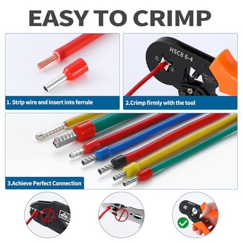 11 Sizes Wire Ferrule Kit Crimp Ferrule Connectors Insulated Pin Cord End Terminal AWG(22 20 18 16 14 12 10 8 6 4 2) Gauge - style: 22-2AWG 670P