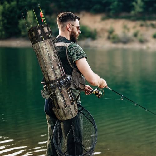 Fishing Rod Bag Fishing Rod Case, Durable Folding 900D Oxford Fabric Portable Large Capacity Waterproof, Fishing Gifts for Men Boys - color: Green Caomo