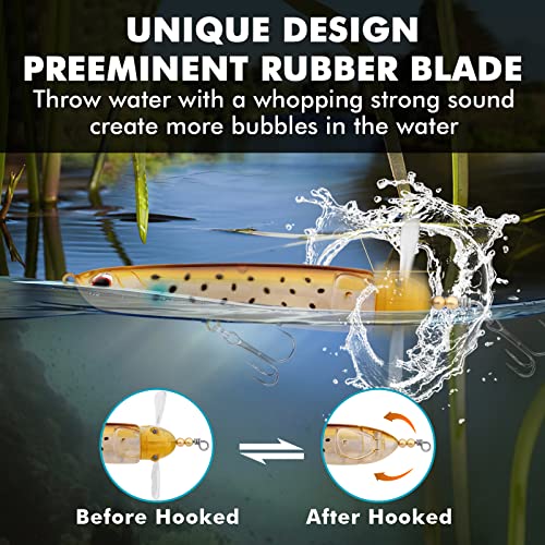 TRUSCEND Popobait Easy Catch Fishing Lures with BKK Hooks, Instant Startup, Longer Cast, Balanced Spray/Sound/Swim, Plopper Topwater Lures for Bass, Trout, Pike, Walleye, Freshwater Saltwater Fishing - color: C1-4",0.56oz