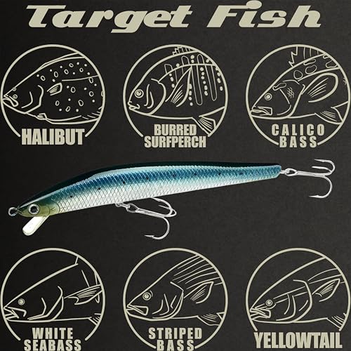 Lucky Craft FlashMinnow 125 YAWARA Saltwater Fishing Lure, Jerkbait for Halibut and Sea Bass, Long Casting Fishing Gear, Slow Sinking 5in 0.7oz, Tackle Box and Fish Accessories - color: 7702 Zebra Sardine, size: 125FW, style: With Scale