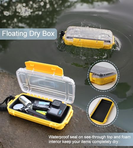 Dry Box Waterproof Box for Kayaking Boat Waterproof Phone Case Watertight Storage Container Diving Dry Boxes Yellow Protective Case, 9" L x 5" W x 2" H