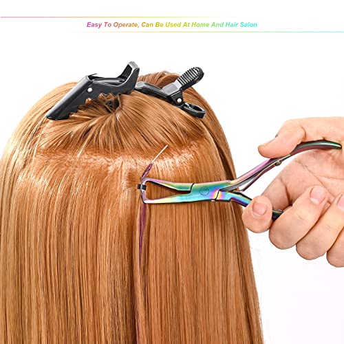 EHDIS Hair Extension Beading Tool Kit Stainless Steel Hair Extensions Micro link Bead Closer and Remover Pliers set, Beads Hair Pulling Hook & Micro Ring Loop Tool Set - color: Multi