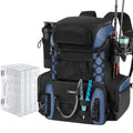 Piscifun Fishing Tackle Backpack with Rod Holders & 4 Tackle Boxes, 42L Outdoor Fishing Bag with Waterproof Rain Cover - color: Black