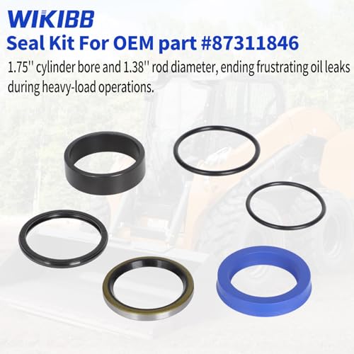 Seal Kit 87311846 for Case IH & New Holland Loaders Hydraulic Cylinder Repair 1.75'' Bore & 1.38'' Rod | 6-pc Nitrile Seal Replacement Set