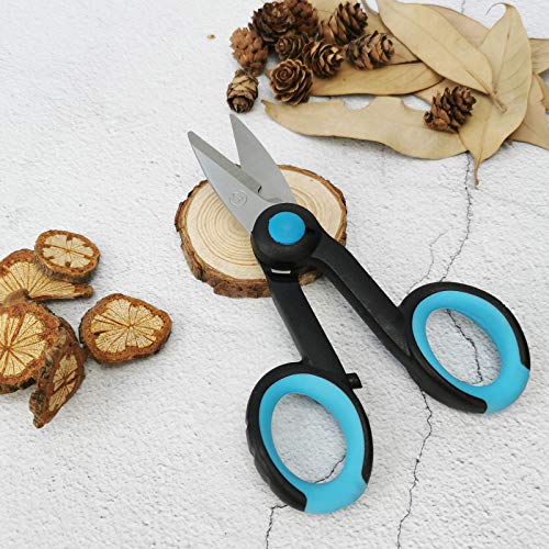 BXIO Fishing Scissors with Fishing Lanyard and Nylon Sheath, Braided Line Tools, Heavy Duty Anti-Slip Fiber Cable Cutter, Stainless Steel Fishing Pliers Scissors with Grinding Hook Tool - color: Black Blue