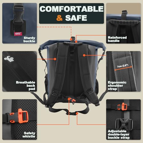 OSAH DRYPAK Waterproof Backpack Dry Bag 35L/55L/85L – Heavy Duty Roll-Top Hiking Backpack Sack Keeps Gear Dry for Travel, Kayaking, Boating, Camping, Rafting and Fishing - color: Blue, size: 55L