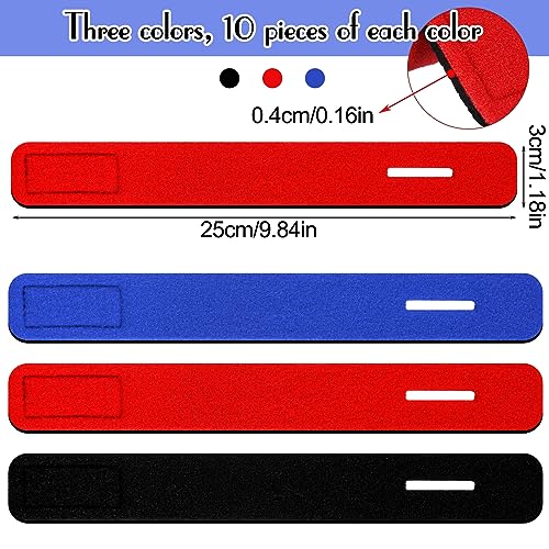 Wettarn 30 Pcs Fishing Pole Straps Fishing Rod Wrap Elastic Pole Carrier Rod Ties Stretchy Holder for Gear and Equipment Casting Rods Holder Strap Belt - style: Black, Red, Blue