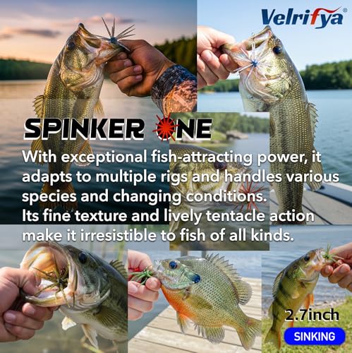 Tentacle Creature Lure, Japanese Style Soft Plastic Baits for Bass Fishing - for Drop Shot, Wacky Rig/Neko Rig and Finesse, Slow Sinking, Soft Bait by Velrifya - color: 14-Watermelon Red Flake, size: 2.7-INCH