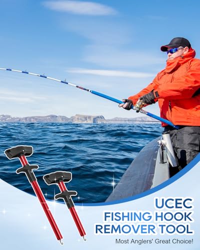 UCEC Fish Hook Remover Tool, Dehooker Tool Fishing, Squeeze-Out Hook Remover Tool Fishing, Fast Decoupling Securely, Pro Fishing Hook Remover Extractor, Aluminum Easy Reach and Portable, 2Pcs - size: Large & Small