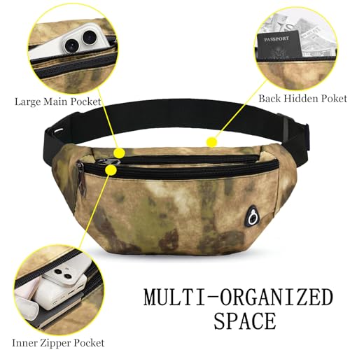 Fanny Pack for Women Men,Crossbody Fanny Pack Water Resistant Sports Waist Bag Pack, Belt Bag for Travel Hiking Running - color: 1pack-greenruin