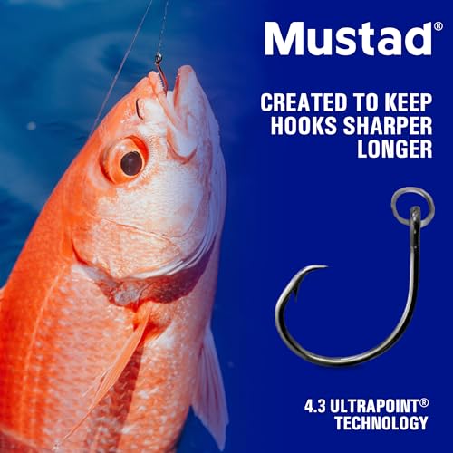 Mustad Ringed Demon Offset Circle 4X Strong - Designed to Perform Flawlessly Featuring Kirbed Hook -Black Nickel - size: Size 2/0 - Pack of 25