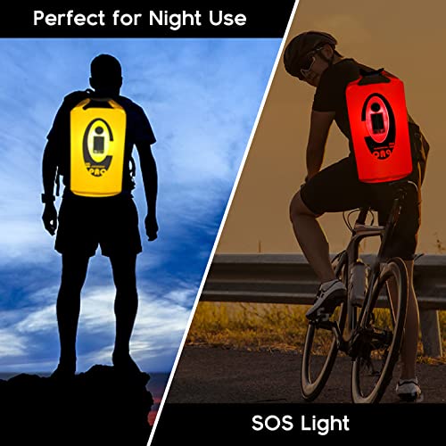 Qoolife Dry Bag Waterproof with Solar Bluetooth Speaker & Light - 10L/20L Roll Top Dry Sack Keeps Gear Dry for Men Women Kayaking, Beach, Rafting, Boating, Hiking, Camping and Fishing - color: Yellow with BT Speaker, size: 20L