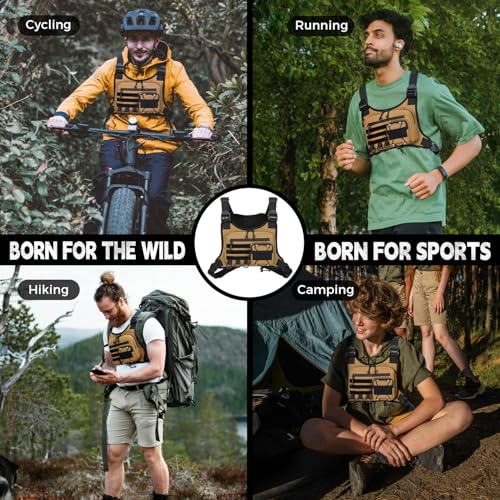 koculemi Outdoor Sports Chest Bag for Men, Chest Vest Holster Fits Most Pistols, EDC Travel Chest Pack for Running, Hiking - color: Khaki