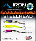 IRON DECOY Spoon Fishing Lures 3-Pack, Multi-Species Metal Spoons for Trout, Walleye, Bass, Salmon, Pike, Ice Fishing & Trolling, Vibrating Spoon Lure Kit - color: Steelhead, 1/2 oz