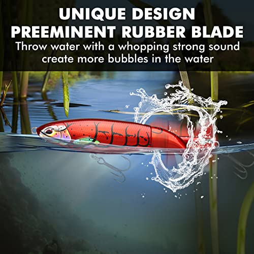 TRUSCEND Popobait Easy Catch Fishing Lures with BKK Hooks, Instant Startup, Longer Cast, Balanced Spray/Sound/Swim, Plopper Topwater Lures for Bass, Trout, Pike, Walleye, Freshwater Saltwater Fishing - color: D4-4.3-5.5",0.56-1.3oz