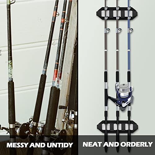 Sratte 4 Pcs Rod Holders for Fishing Boat Wall Mount Fishing Pole Holders Horizontal EVA Foam Garage Rod Rack Summer Boat Accessories for Men Gifts - color: Black Gray, size: 7.8 Inch