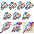 CESFONJER 2-in-6-out Lever Terminal Block Kit, Fast Splicing Wire Connectors, Dual Input to Six Output, DIN Rail/Screw Mountable, 28-12AWG, 7 Pack with Accessories - color: set2