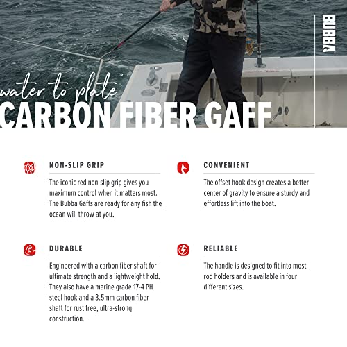 BUBBA 7 Foot Gaff with 3 Inch Stainless Steel Offset Hook, Non-Slip Grip Handles and Carbon Fiber Shaft for Fishing, Boating and Outdoors - size: 7 Foot 3 Inch