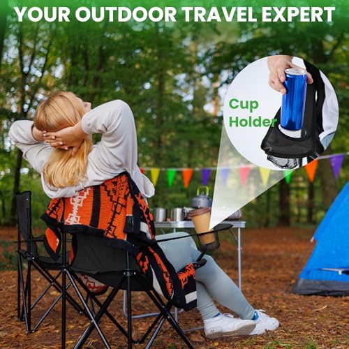 4 Pack Lightweight Camping Chairs Folding Lawn Chair Outdoor Beach Chair with Cup Holder & Carry Bag for Outside Sports, Fishing, Hiking, Travel, Picnic, Backyard（Black） (Black, 4PC) - color: Black, size: 4PC