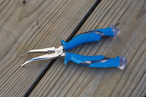 CUDA 8.5" Bent Needle Nose Pliers | Durable Steel Titanium Bonded Fishing Wire, Mono & Fluorocarbon Cutter with Non-slip Cuda Grips | For Saltwater & Freshwater Use - size: One Size