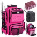 Goture Fishing Backpack with 4 Tackle Boxes,900D Water-Resistant Tackle Backpack with Rod Holders,45L Large Fishing Bag Storage Gear Tackle Bag with Rain Cover,Bottle Holder for Travel Camping Hiking - color: B3:pink With 4 Tackle Boxes