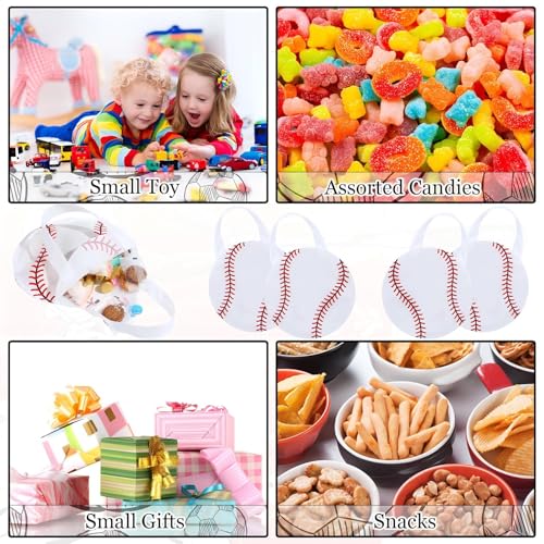 Shihanee 24 Pcs Baseball Party Favor Bags Ball Themed Party Goodie Candy Bags Sport Game Treat Handbags Baseball Non Woven Gift Handbags for Sport Theme Supplies - style: Baseball