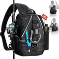 Piscifun Fishing Backpack with Rod Holder, Lightweight Sling Bag Storge Gear and Equipment - color: Black, size: Standard, style: Latch