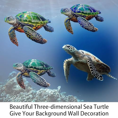 John's Studio 3Pcs Metal Turtle Sea Wall Decor Outdoor Garden Hanging Art Sculptures Home Ocean Theme Decorations for Kitchen Bathroom and Pool - color: Turtle 3PCS