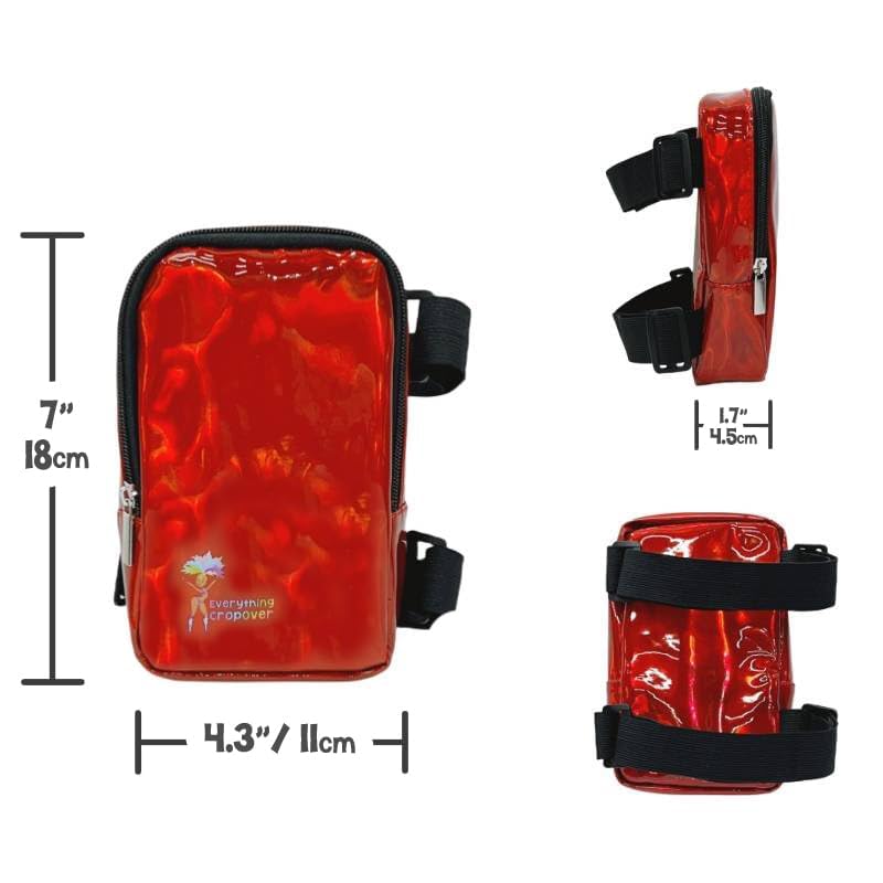 Holographic Thigh Bag | Leg Harness for Women | Outdoor Waist Pouch | Carnival Hiking Travel Fanny Pack with Adjustable Straps | Red - color: Red