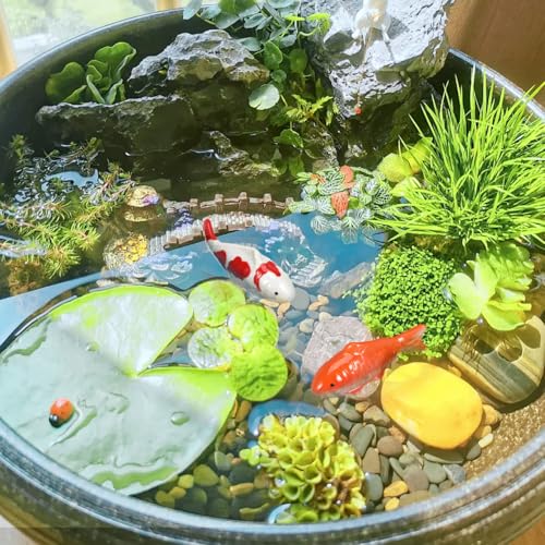 2 Pcs Ceramic Floating Fish, 3.9 Inch Orange Fake Goldfish Decor, Aquarium Tank Koi Accessories Outdoor Pond Glass Bowl Water Garden
