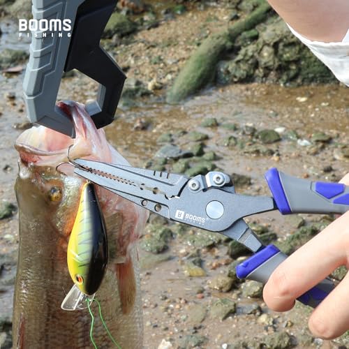 Booms Fishing Multi-Function Pliers Saltwater: 8.5" Carbon Steel Saltwater Fishing Pliers with Hook Remover, Split Ring Tool, Braid Cutters & Crimper for Freshwater & Saltwater Anglers, XW12 - style: 8.5" fishing pliers