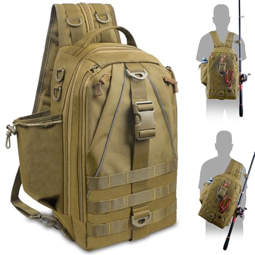 Fishing Backpack Tackle Bag for Fishing Gear Equipment, Gifts for Men | Fishing Gear Tackle Storage Backpack with Rod Holder, Lightweight Versatile Bag for Fishing Hiking Hunting
