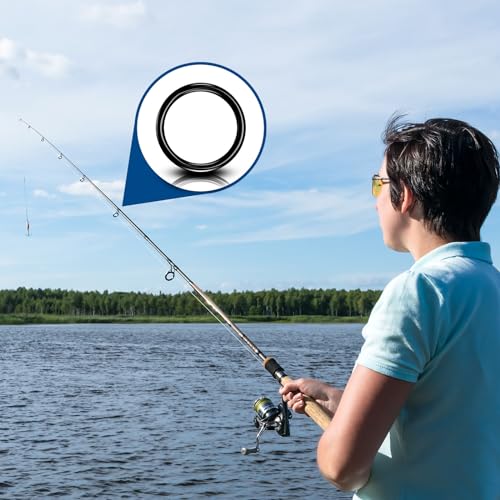 Sosation 70 Pcs Fishing Rod Tip Repair Kit Fishing Pole Eyelet Repair Kit Ceramic Guide Rings 14 Sizes 0.09-1.17 Inch, Black